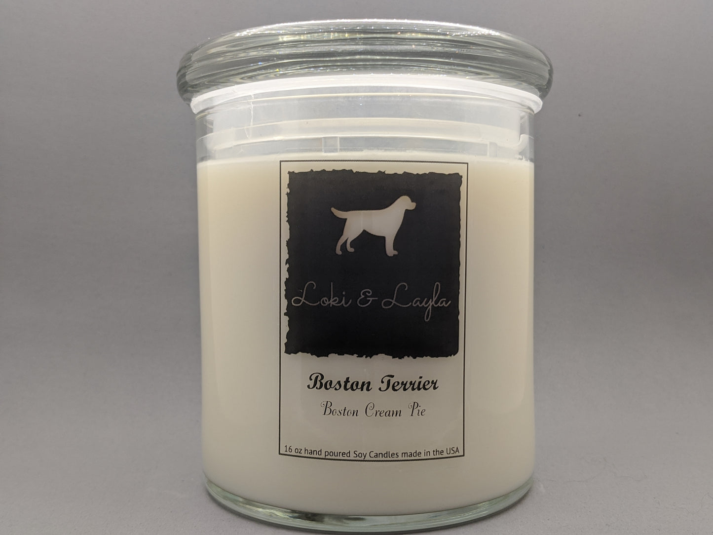 Boston Terrier - Boston Cream Pie scented 16.5oz candle image 0