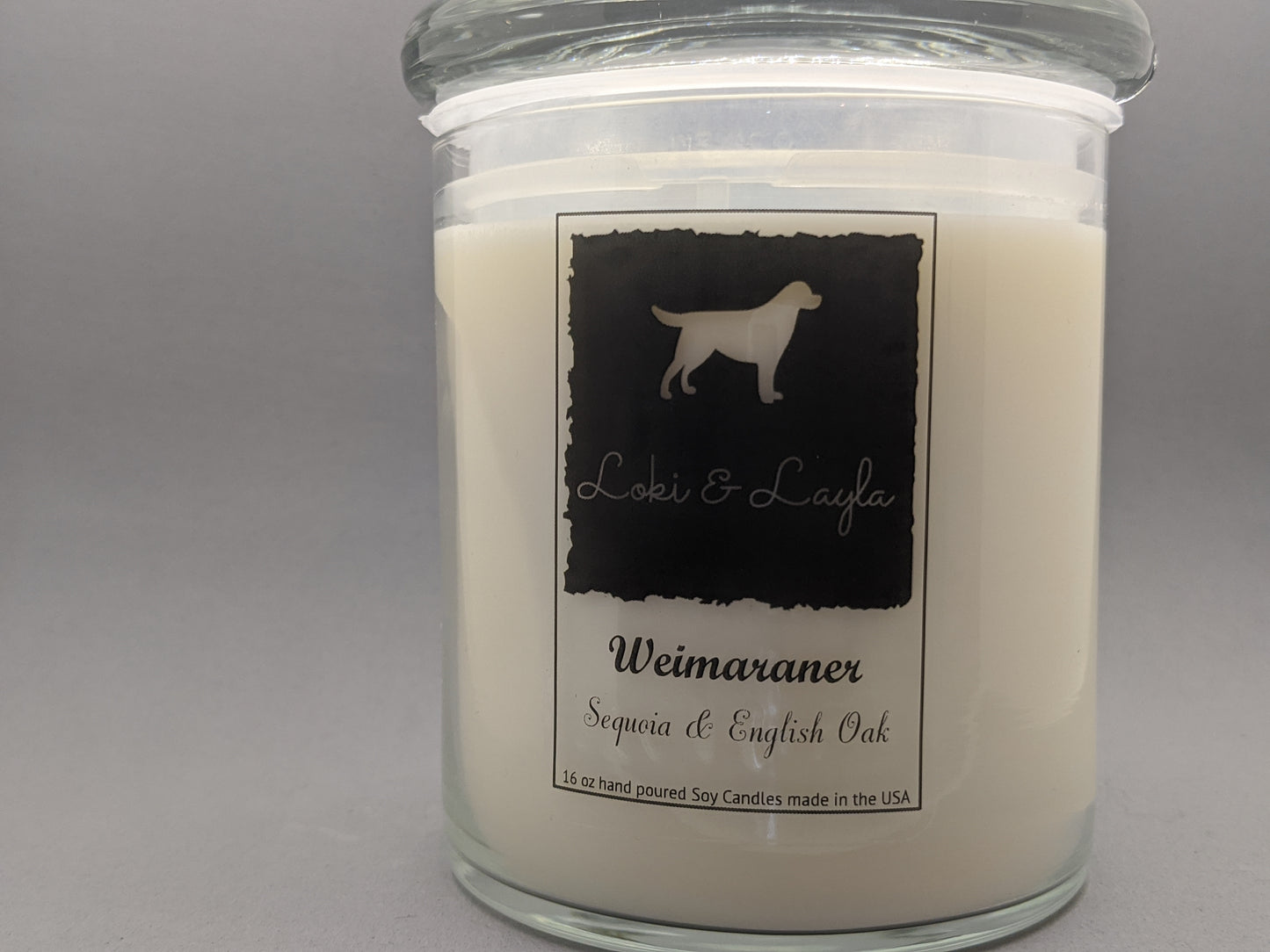 Weimaraner - Sequoia & English Oak 16.5oz candle image 0