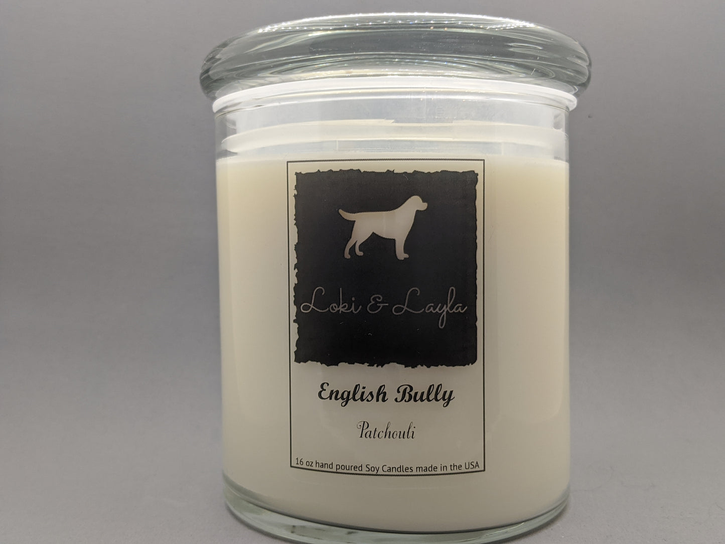 English Bulldog - Patchouli scented 16.5oz candle image 0