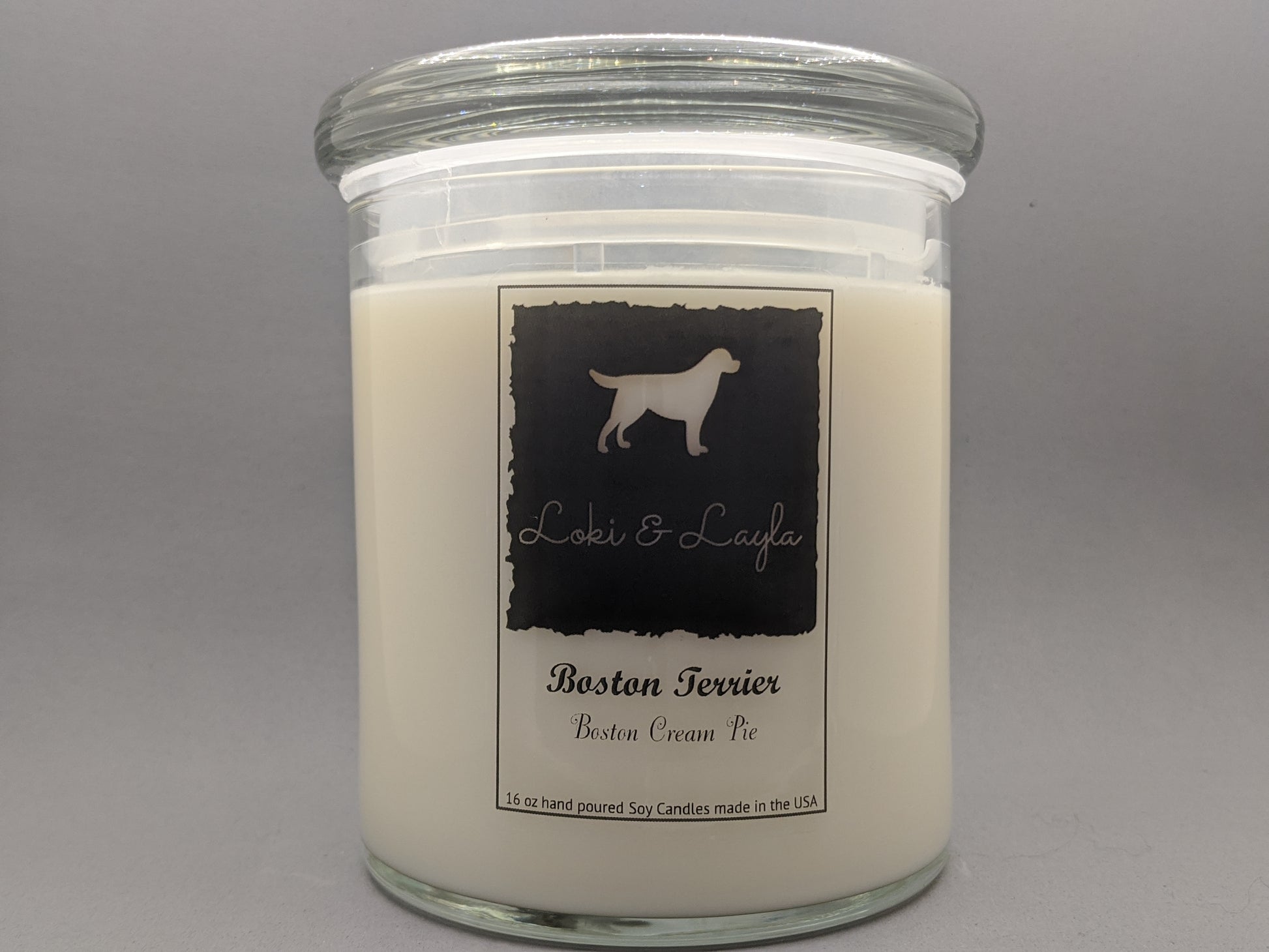Boston Terrier - Boston Cream Pie scented 16.5oz candle image 0