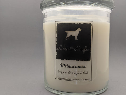 Weimaraner - Sequoia & English Oak 16.5oz candle image 0