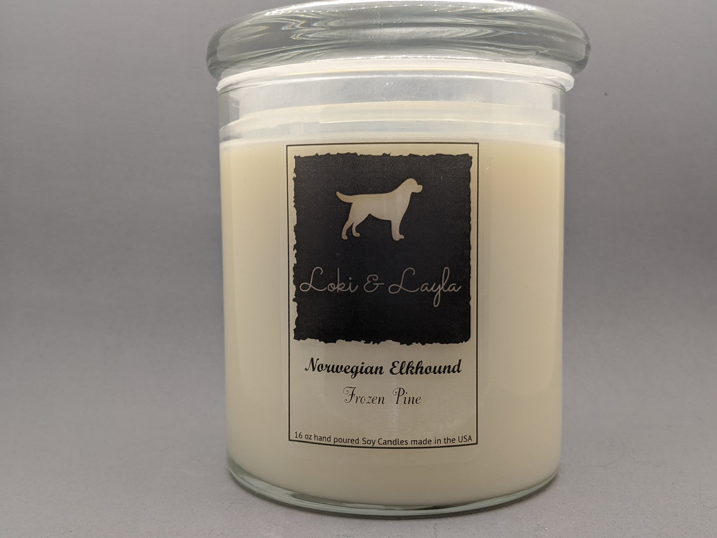 Norwegian Elkhound - Frozen Pine 16.5oz candle image 0