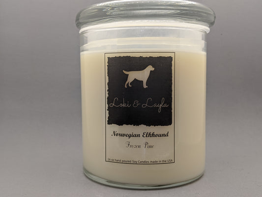 Norwegian Elkhound - Frozen Pine 16.5oz candle image 0