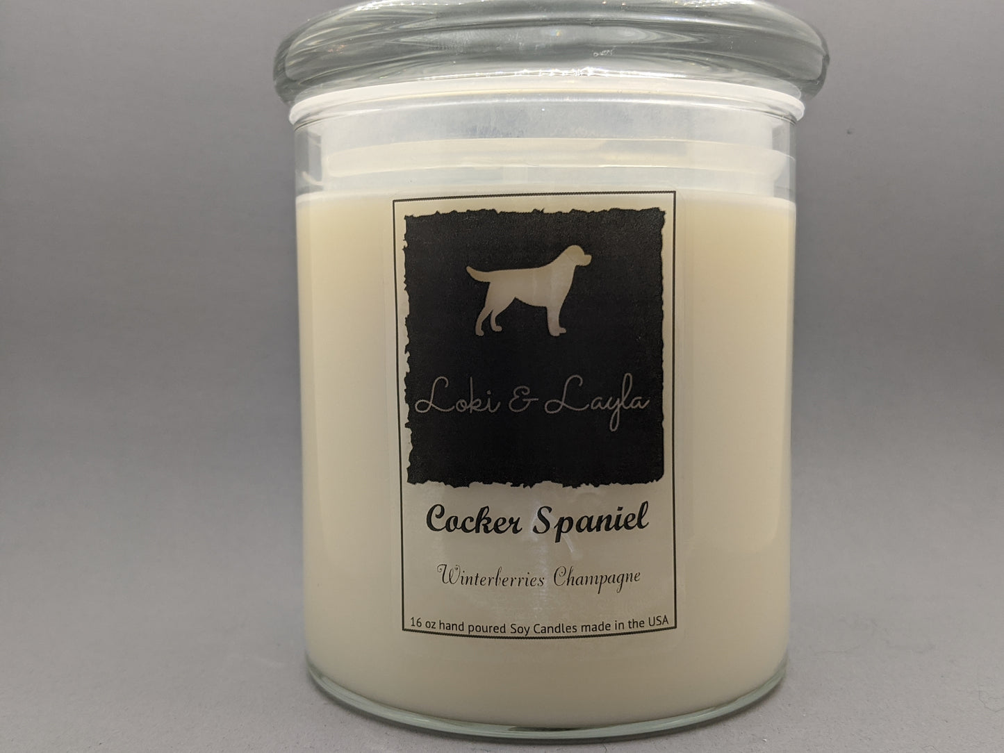 Cocker Spaniel - Winterberry Champagne 16.5oz candle image 0