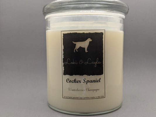 Cocker Spaniel - Winterberry Champagne 16.5oz candle image 0