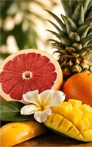Loki & Layla fruity tropical fragrance category editorial photograph